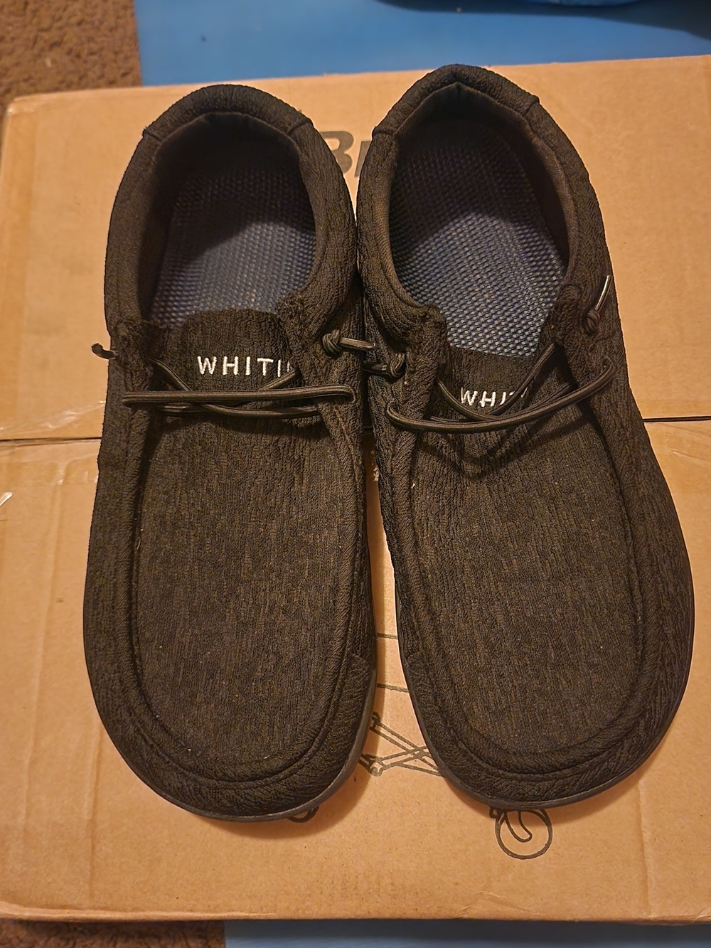 WHITIN Men’s Black Knit Slip-On Loafers size 10.\nOnly Worn 1 they' been packed